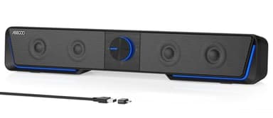 Jeecoo A40 Altavoces PC,Barra de Sonido Altavoces Bluetooth Suministro de Energía USB con iluminación RGB Estéreo Altavoces para PC de Escritorio, Ordenador,Móvil(Negro,No 3.5mm Jack)
