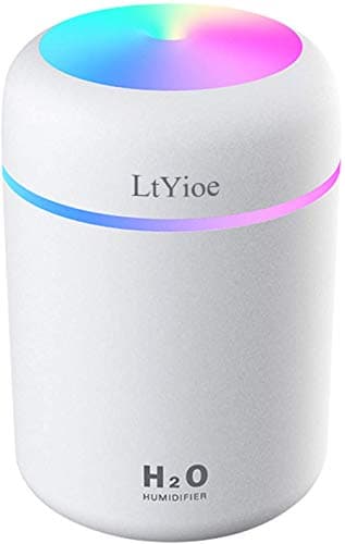 LtYioe Humidificador, Mini Humidificador con Alimentación USB, Función de luz Nocturna y apagado automático, 2 modos de niebla y ncionamiento silencioso, para para hogar, Oficina, Coche(blanco)