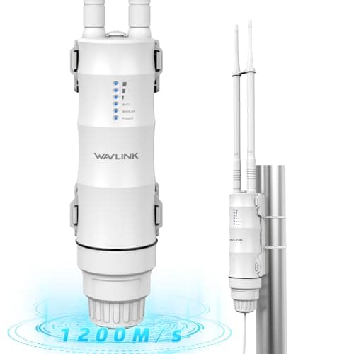 Repetidor WiFi Potente Exterior para Larga Distancia WAVLINK AC1200, Amplificador de Señal WiFi Exterior Doble Banda 2.4G + 5G, Outdoor WiFi Router Extender Access Point, Soporte PoE