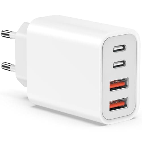 Cargador USB C, 45W 4 Puerto Enchufe USBC para iPhone 16 15 Plus 14 13 12 11 Pro Max SE 2020 XS X 8 iPad Samsung, Movil Carga Rápido USBC Cargador Multiple Cabezal Adaptador de Pared Corriente Romalux