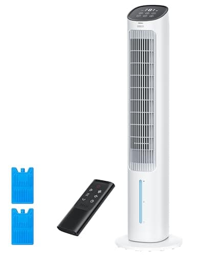Dreo Ventilador de torre para dormitorio, enfriador evaporativo de 40 pulgadas, ventilador que sopla aire frío con función de giro de 80°, tanque de agua extraíble, 3 modos, 4 velocidades, mando a