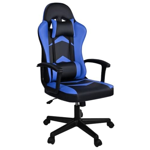 T-LoVendo - Silla Gaming para Videojuego u oficina. Con cojín lumbar y cervical. Ergonómica. Regulable en altura y reclinable
