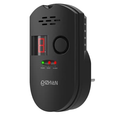 CHZHVAN Sensor Enchufable para Detector de Gas/Gas Natural/GLP Carbono con Alarma Sonora, Pantalla Digital LED, y Monitoreo para Metano, Propano, Butano Gases Combustibles