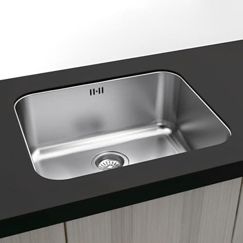 Gresinex | Fregadero Cocina Roma Bajo Encimera y Sobre Encimera | 1 Seno | 20 cm Profundidad - Acero Inoxidable Aisi 304 (Sin Tabla de Corte, 50x40)
