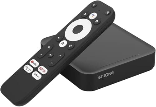 STRONG - Streaming Box Android TV + 4K UHD - Leap-S3 - Chromecast Built-in - Compatible con la Asistencia Vocal Google - Dolby Atmos & Dolby Vision - Fácil de Instalar - Negro
