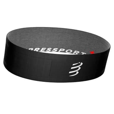 Compressport - Free Belt - Cinturón para Correr, Ciclismo, Escalada - Ultra Ligero - Muy Transpirable - Fibras Suaves - Sin Rebote - Color Negro - Tallas Diferentes