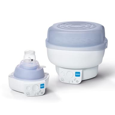 MAM Esterilizador Eléctrico y Calienta Biberones Exprés, Capacidad de hasta 6 Biberones, Incluye: 1 Biberón Anticólico 160ml y Chupete Original Start 0-2 Meses