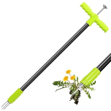 ORIENTOOLS Extractor de malezas manual hierbas extractor de diente de león extractor de malezas con mango de acero y 3 Garras, Herramienta de agarre removedor de raíces fácil de césped de jardín 93 cm