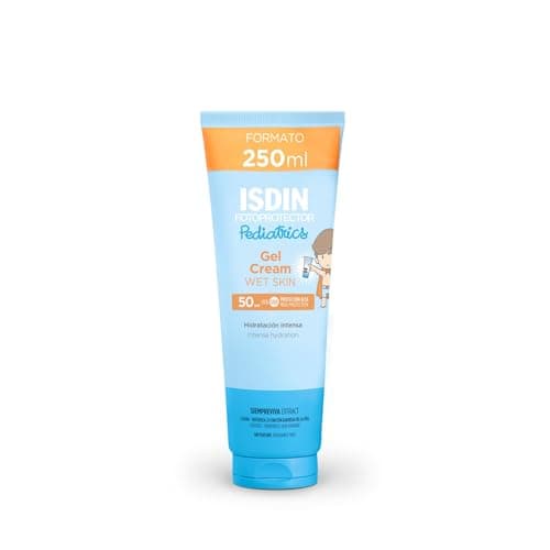 ISDIN Fotoprotector Pediatrics Gel Cream SPF 50, Protector Solar Corporal para Niños, Hidratante y Refrescante, adecuado para Toda la Familia, 250 ml