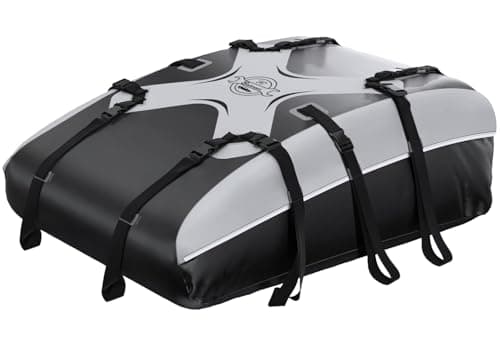 Sailnovo Cofre de Techo Plegable 20 pies cúbicos Portaequipajes Impermeable Mejorado, Apto para Coches sin Portaequipajes con Alfombrilla Antideslizante (Gris-Negro)