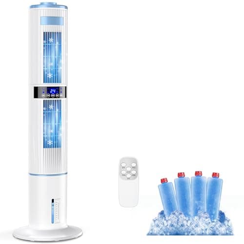 Aire Acondicionado Portátil Sin Tubo, Enfriador de Aire Silencio 65 W, con Modo Dormir, Temporizador de 1-24 Horas, 4 Modos, Oscilación 60° y 360°, Tanque de 4 L, Control Remoto para Hogar y Oficina