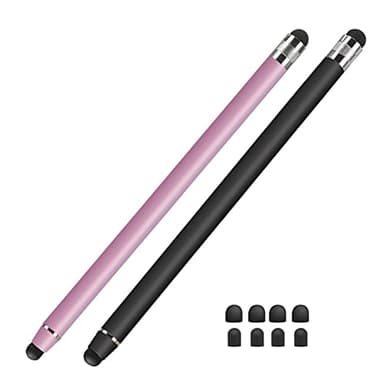 Lamkrtlp 2 Piezas Lápiz Táctil Universal, 2 en 1 Lápiz Capacitivo, para Tabletas,i-Pad,i-Phone,Galaxy, Android y Todos Los Smartphones, con 8 Puntas de Repuesto (Negro + Rosa)