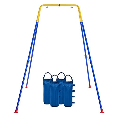 FUNLIO Soporte para Hamacas y Columpios Plegable para Niños con 4 Sacos de Arena, Marco de Columpio de Metal para Interiores/Exteriores, para Columpios para Niños/Saltador para Bebés/Silla Hamaca