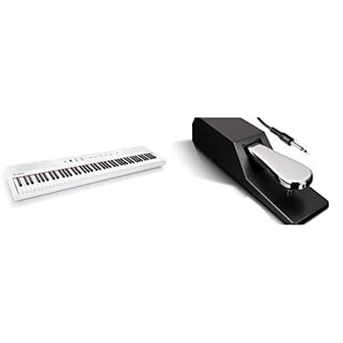 Alesis Recital White Teclado De Piano Digital De Color Blanco Con 88 Teclas Semi-Contrapesadas De Tamaño Completo + Asp-2 Pedal Universal De Sostenido Con Acción Estilo Piano Para Teclados Mid
