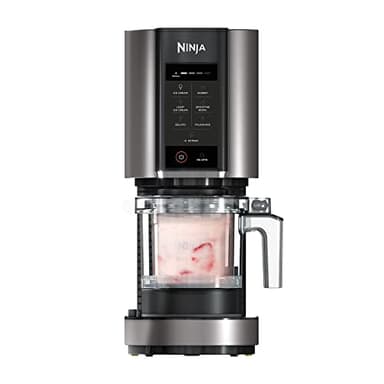 Ninja CREAMi Heladera multifunción, 1,4 l de capacidad, 3 tarrinas, 7 programas, Helado, Gelato, Sorbete, Smoothie bowl, Batido y más, en negro y plata, NC300EU
