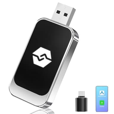 Adaptador Inalámbrico Carplay 2 en 1,para Carplay/Android Auto,Adaptador Carplay Inalambrico, para Android 11 y Versiones Superiores de iPhone iOS 10, para Vehículos con CarPlay/Android Auto Cableado