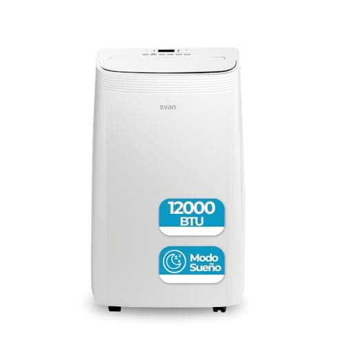 Svan Aire Acondicionado Portátil, 12000 BTU. SAAP1200B. Bomba de Calor, Display LED manual, Temporizador, Mando a Distancia, Kit instalación ventana incluido, Clasificación Energética A