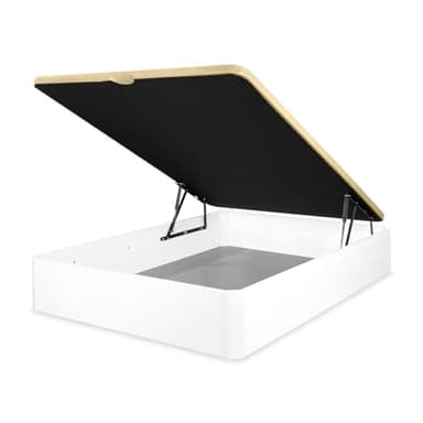 Mattfy Canapé Abatible Extra Reforzado Gran Capacidad con Tapa Transpirable, Esquinas Redondeadas, Madera, Blanco, 150 x 190