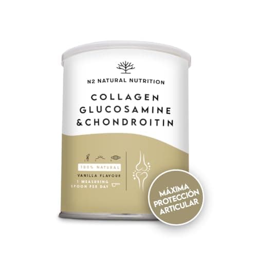 Glucosamina y Condroitina Complex (1.500 mg + 1.200 mg) con Colageno Hidrolizado 10.000 mg, Ácido Hialurónico y Vitamina C. Fortalece Cartílagos, Articulaciones, Piel y Huesos. N2 Natural Nutrition