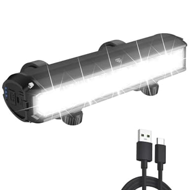 LeuKoles Luz Bicicleta Delantera,3250 lúmenes Luz Bicicleta Súper Brillante, 8000mah USB Recargable, 4 Iluminación Modos, IPX5 Impermeable Luces para Bicicletas para Montar Noche/Acampar