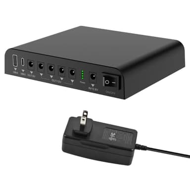 TalentCell Mini SAI Fuente de alimentación ininterrumpida 12/9/5 V batería de iones de litio recargable 98 Wh, 27000 mAh para módem, router, tiras de luces LED, cámaras CCTV