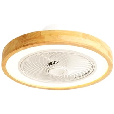 Ventilador Techo Con Luz Madera Silencioso Lámpara Con Ventilador Regulable 6 Velocità Lampara De Ventilador De Techo Invisible Sin Aspas Función De Memoria Motor DC Verano Invierno Reversible