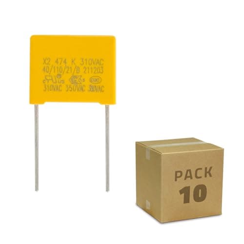 LEDKIA LIGHTING - Pack de 10 Condensadores Antiparpadeo LED | Evita Parpadeos en Luminarias | Para Instalaciones con Interruptores Mínimos | 0.47uF 310V AC, Amarillo