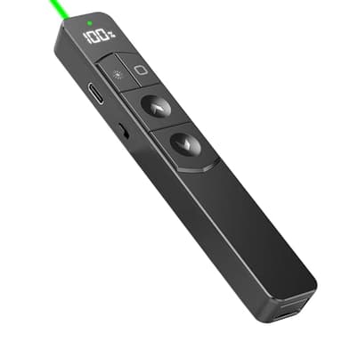 WEINIDASI Puntero Laser Verde Presentaciones, 2,4 GHz Presentador Potente Inalambrico Recargable, Mando Ordenador PowerPoint Clicker, Presentaciones de Powerpoint para Aulas, Oficinas,Reuniones (S10)