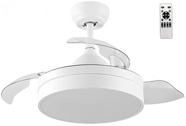 LEDUNI ® Ventilador con Luz Lámpara LED 72W Ventilador Invisible Ultra Silencioso con Mando a Distancia y Palas Retráctiles Φ52*H40cm Luz Fría/Neutra/Cálida Interiores Plafón lluminación