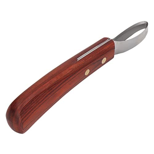 Asixxsix Herramienta de herrador, Cuchillo de Acero Inoxidable Antideslizante, Resistente al Desgaste, Multiusos, con Mango de Madera de Caucho para Caballos, burros, Vacas y pezuñas.