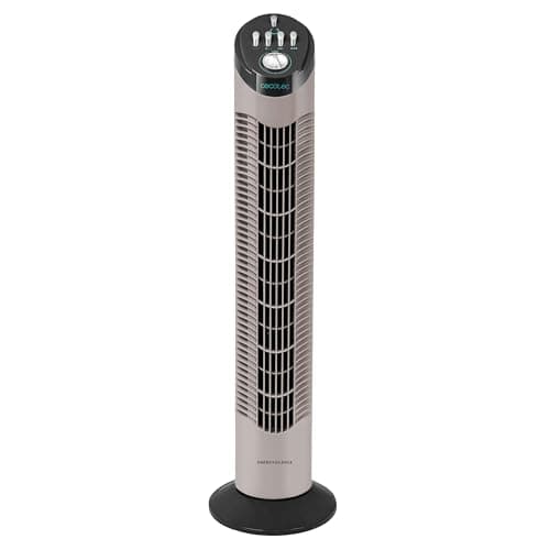 Cecotec Ventilador de Torre con Temporizador EnergySilence 790 Skyline. 50W, 30'' (76cm) de Altura, Control Mecánico, Oscilante, Motor de Cobre, 3 Velocidades