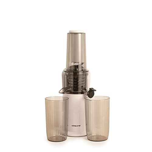 CREATE/JUICER SLOW MINI/Licuadora de extracción lenta blanco roto/Función reverse, tamaño compacto, fácil de limpiar, doble salida, motor DC de 150W