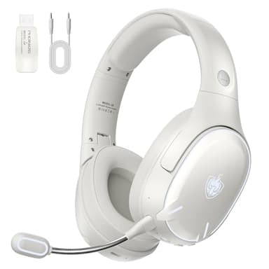 PHOINIKAS Auriculares Bluetooth, 2,4GHz Auriculares Inalámbricos Gaming, Bluetooth para Teléfono/Portátil, Dongle de 2,4GHz para PC/PS4/PS5/TV/Switch, Micrófono con Cancelación de Ruido, Batería 30H