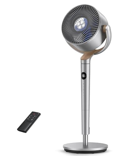 Dreo Ventilador de Pie Silencioso con Control Remoto - Alcance de 24 m, 23dB, Volumen de Aire de 1200 m³/h, 3 Modos, 8 Velocidades, Temporizador y oscilación omnidireccional de 120° + 120°