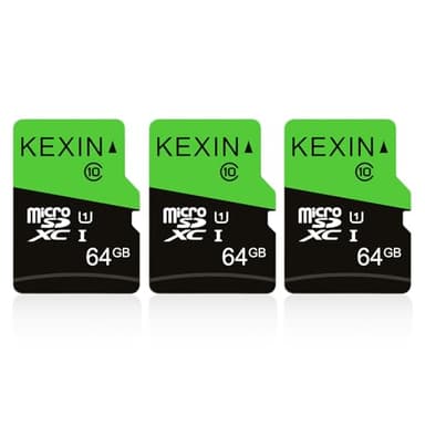 KEXIN 64GB Micro SD Tarjeta Memoria Tarjeta TF de 64GB MicroSDXC 80MB/s,Tarjeta Micro Externa UHS-1 Class 10 para Cámara Deportiva, IPC Cámara, Smartphone,Drone [3 Pack * 64GB]