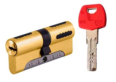 IFAM Cilindro Puerta Exterior WX1000 35x35 Color Latón, Bombin Cerradura Alta Seguridad, Perfil Europeo, Incluye 5 llaves, Protección Antirrotura, Antitaladro, Antibumping