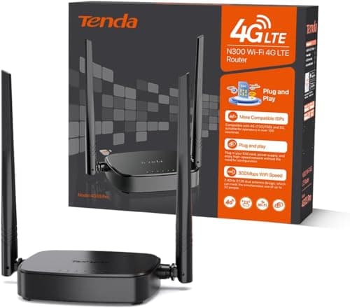 Tenda 4G03 Pro - Router 4G SIM, LTE Router CAT4, WiFi Speed up to 300Mbps, FDD y TDD, Plug&Play, LAN/WAN Ethernet Port, Carga con Power Bank, Compatible con Varios Operadores