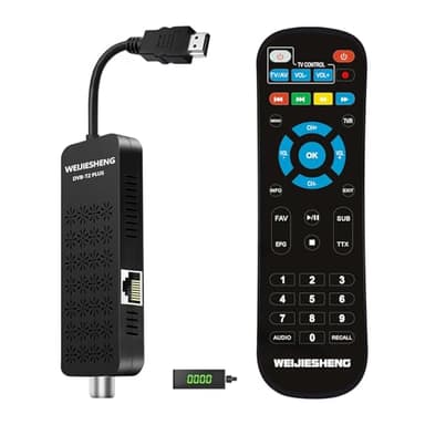 Decodificador TDT HD 2025,Decodificador DVB-T2,HD 1080P H265 HEVC Main 10-bit,Soporta HDMI,AV,Ethernet,USB WiFi,DLNA,PVR,Funciones Multimedia[Mando a Distancia 2-en-1 con Control de TV]
