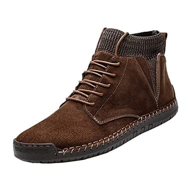 Deportivas Barefoot Mujer Zapatos Minimalistas Zapatos Deportivos de Comercio Exterior Hechos A Mano de Gamuza Casual Grande Británica para Hombres Botas de Montaña Mujer (Brown 41)