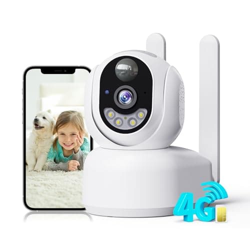 PESAIR 4G LTE Cámara de Vigilancia Interior con Tarjeta SIM, 2K 360° PTZ IP Cámara de Seguridad Inalámbrica con Batería Recargable, Visión Nocturna a Color, Detección de PIR, Audio Bidireccional, IP66