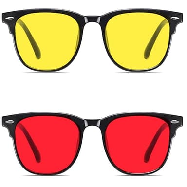 Gafas Luz Azul Hombre y Mujer 2Set Gafas Rojas Bloqueo Luz Azul | Gafas Bloqueo Luz Azul | Gafas para Ordenador Gafas Luz Azul Mujer | Gafas Filtro Azul | Gafas Filtro Luz Azul | Gafas de Luz Azul