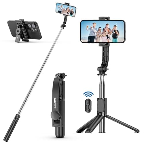 Palo Selfie Trípode, Mini Extensible 4 en 1 Selfie Stick Móvil con Inalámbrico Control Remoto, Monópode Extensible Compatible con iPhone 13/12/11/XS MAX/8, Samsung, Huawei, Xiaomi, etc