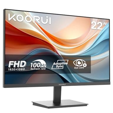 KOORUI E2212F Monitor 22 Pulgadas,Monitor 100Hz,Pantalla Ordenador FHD 1920 x 1080, Adaptive Sync,HDMI 1.4, Eye Care,Inclinación Ajustable, VESA