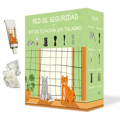 Red de Protección Reforzada para Gatos, Kit de Instalación Sin Taladro, 8x3 Red Gatos Terraza, con Alambre, Redes para Gatos Sin Taladro, Malla Gatos Terraza, Red Gatos Ventanas Sin Taladro.