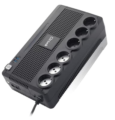 L-LINK Sistema de Alimentación ininterrumpida SAI | 6 Salidas Schuko | SAI para PC con Potencia 700VA y tecnología Off-Line | Protección con Monitorización Inteligente y Función de Apagado sin Carga
