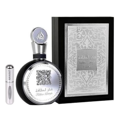 Perfume Fakhar for Men Black 100ML, Perfume Árabe para Hombre de Larga Duración, Eau da Parfum Importado desde Dubái, Incluye Atomizador Recargable 5ML (Black)