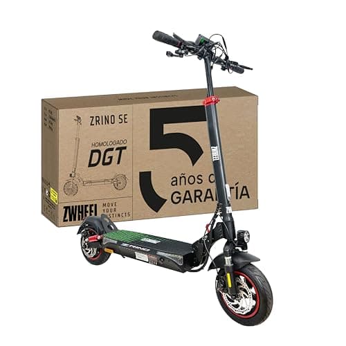 ZWHEEL ZRINO SE | Patinete Eléctrico Adultos Homologado DGT - 600W-1200W MAX, 35km Autonomía, Ruedas 10" Tubeless - Doble Suspensión Hidráulica, Intermitentes, Frenos Disco, Pantalla, IP54