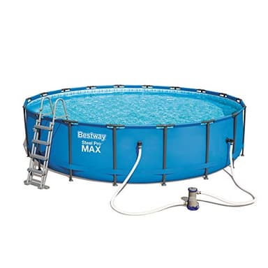 BESTWAY 56448SF - Piscina Desmontable Tubular Power Steel Oval 488x305x107 cm Depuradora de arena de 3.785 litros/hora Con Cobertor y Escalera