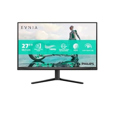 Philips Evnia 27M2N3500NL - Monitor Gaming QHD de 27 Pulgadas, 180 Hercios, 1 ms, FreeSync Prem. (2560x1440, DisplayPort, HDMI) Negro/Gris