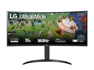LG 34WP75CP Monitor 34" QHD UltraWide Curvo LED VA HDR 10, 3440x1440, 1 ms, AMD FreeSync Premium 160Hz, Audio Estéreo 14W, HDMI 2.0 (HDCP 2.2), Display Port 1.4, USB-C, Flicker Safe, Negro